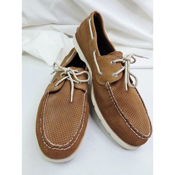 Sperry Top Sider Size 15M Men Camel Mesh Leather Lace Up Low Boat Shoes STS15514 - Picture 7 of 12